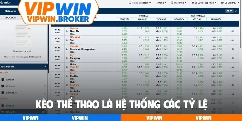 Kèo thể thao là hệ thống các tỷ lệ